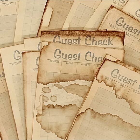 20 Coffee Dyed Guest Checks and Kitchen Tickets, Hand Dyed Paper - Picture 7 of 10